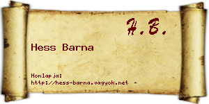 Hess Barna névjegykártya
