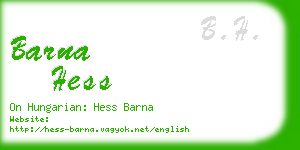 barna hess business card